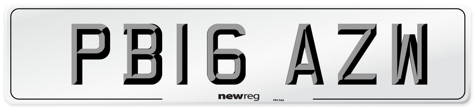 PB16 AZW Number Plate from New Reg